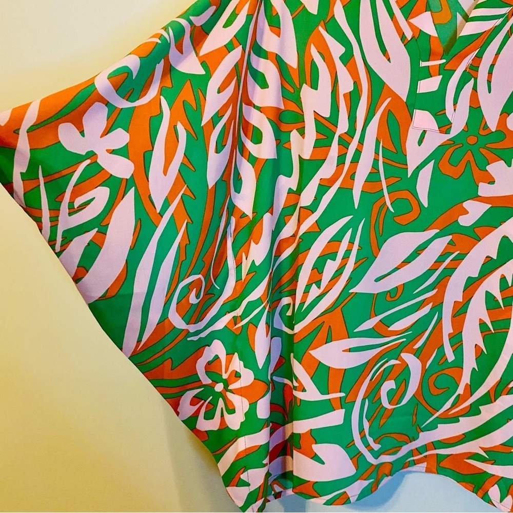 Belle by Kim Gravel Vibrant Green, Pink, and Orange Top Size M - Picture 6 of 7